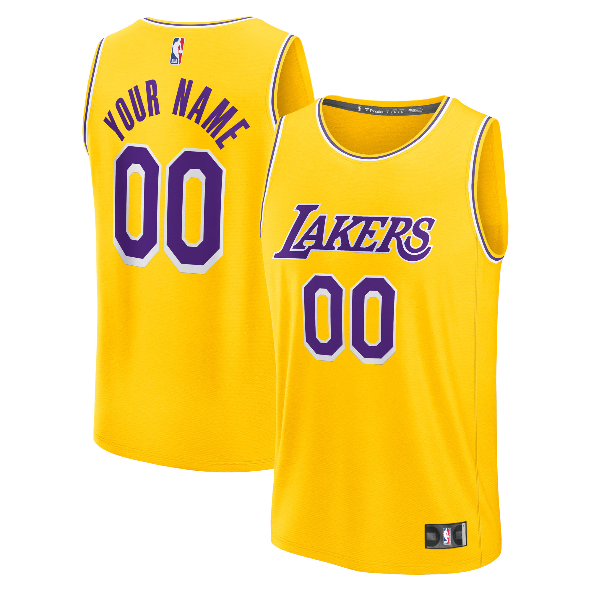 Men's Fanatics Gold Los Angeles Lakers Fast Break Custom Jersey - Icon Edition