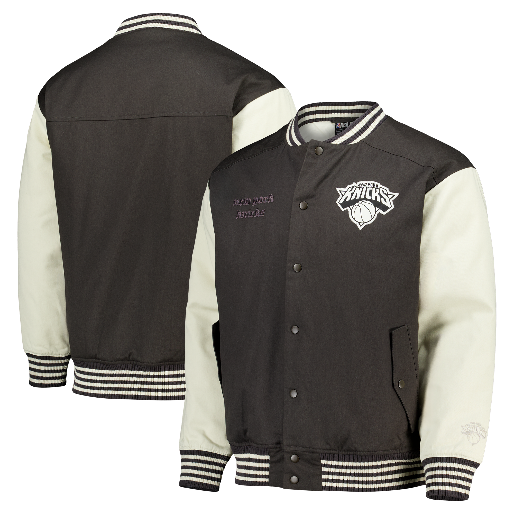 New York Knicks Elements Varsity Jacke – Classic Pewter – Herren