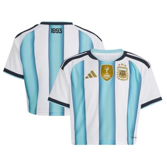 Women's adidas White Argentina National Team Home 2022 Winners Cropped Replica Jersey