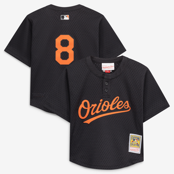 Toddler Mitchell & Ness Cal Ripken Jr. Black Baltimore Orioles Throwback Mesh Batting Practice Jersey