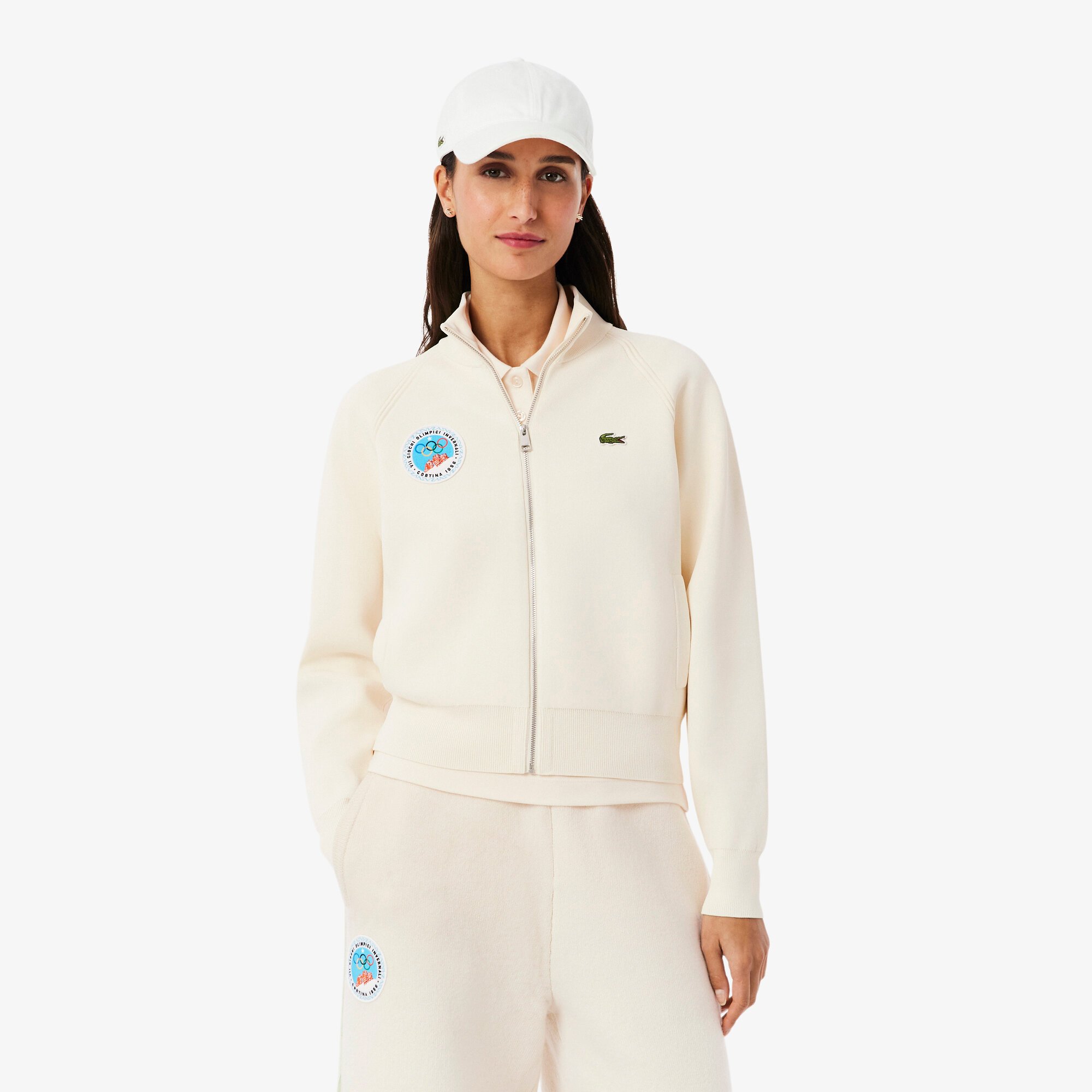 Maglione con zip The Heritage Collection Cortina d'Ampezzo 1956 di Lacoste - Crema - Donna