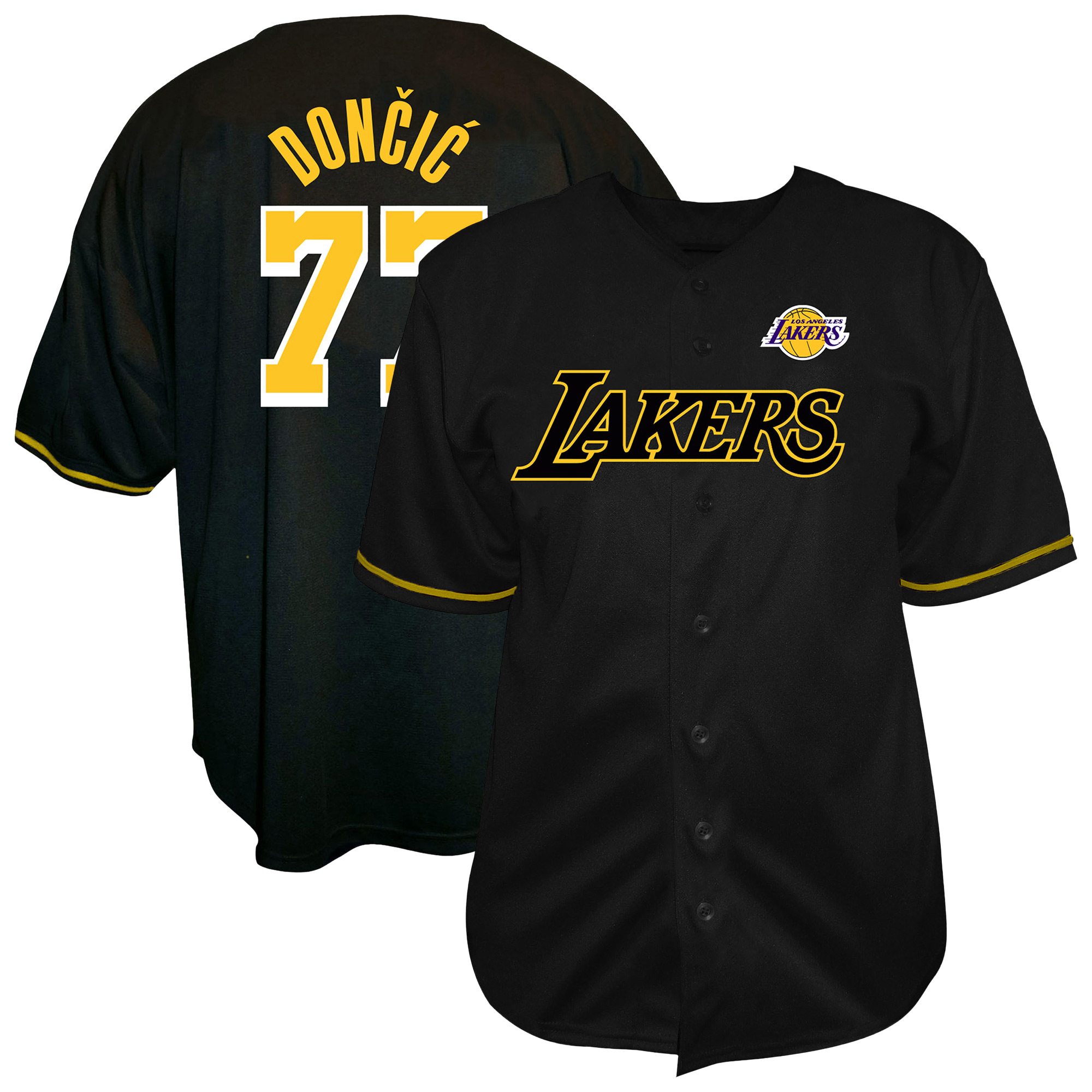 Men's Fanatics Luka Dončić Black Los Angeles Lakers Big & Tall Name & Number Fashion Jersey