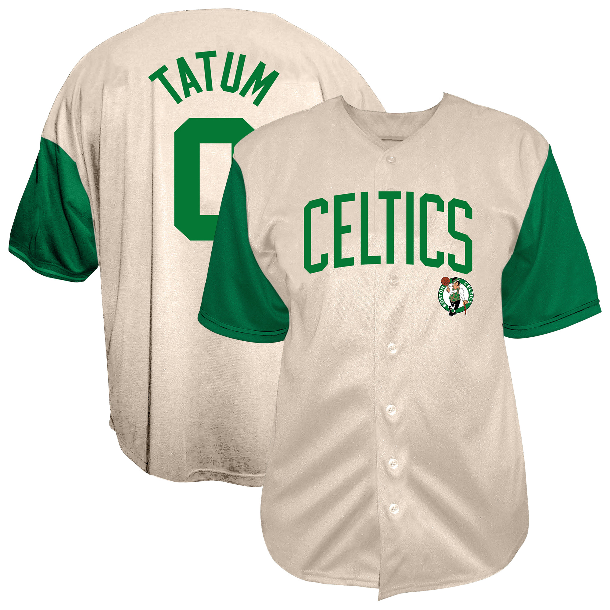 Men's Fanatics Jayson Tatum Cream Boston Celtics Baseball Jersey