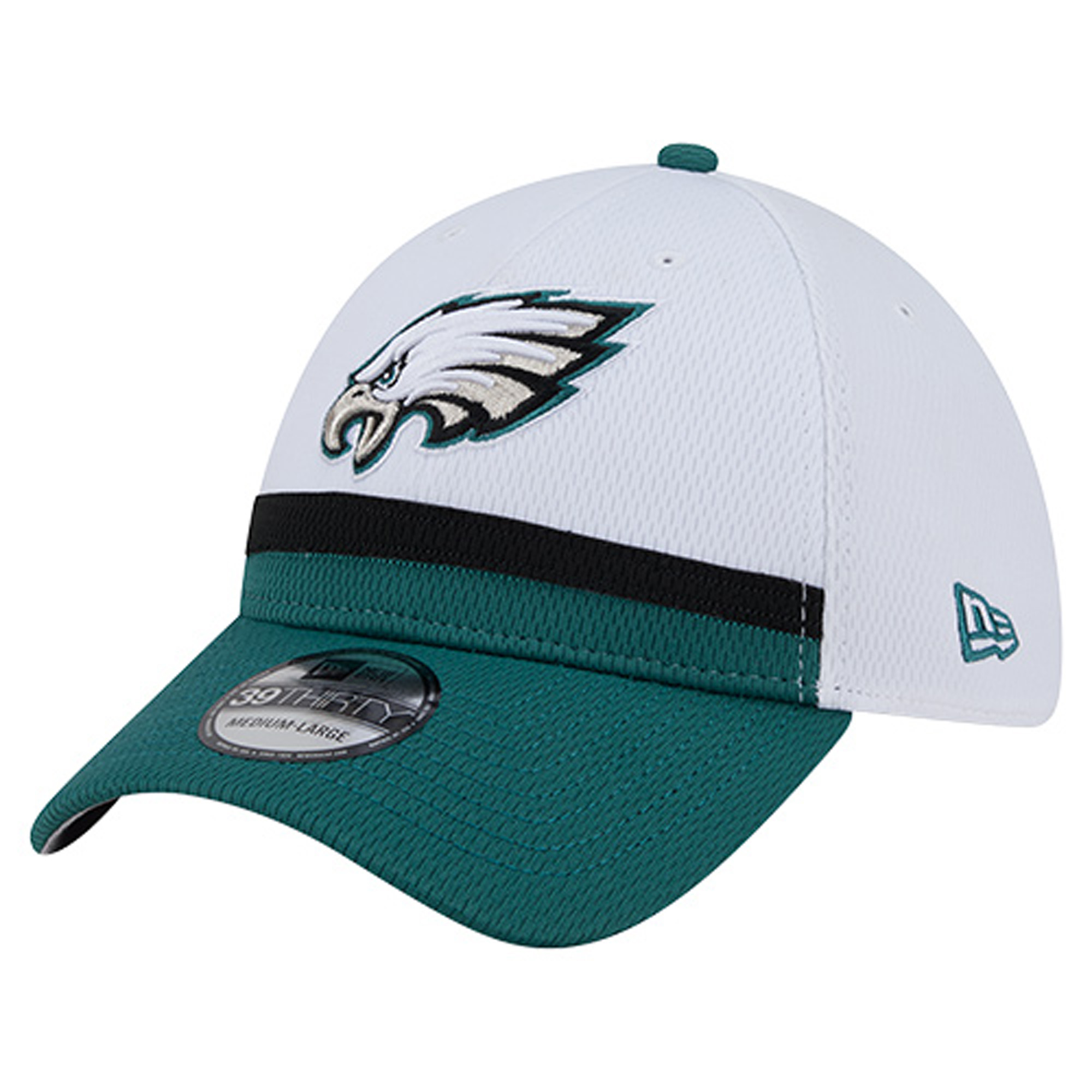 Men's New Era White/Midnight Green Philadelphia Eagles Dashmark Rays 39THIRTY Flex Hat