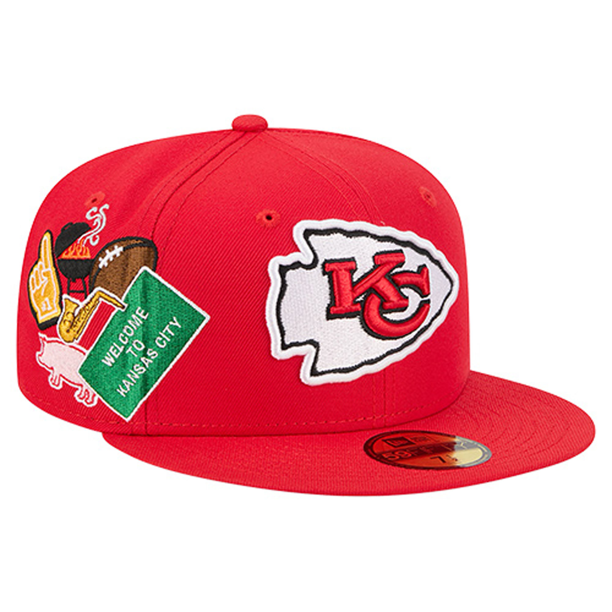 Men's New Era Red Kansas City Chiefs Group Chat 59FIFTY Fitted Hat