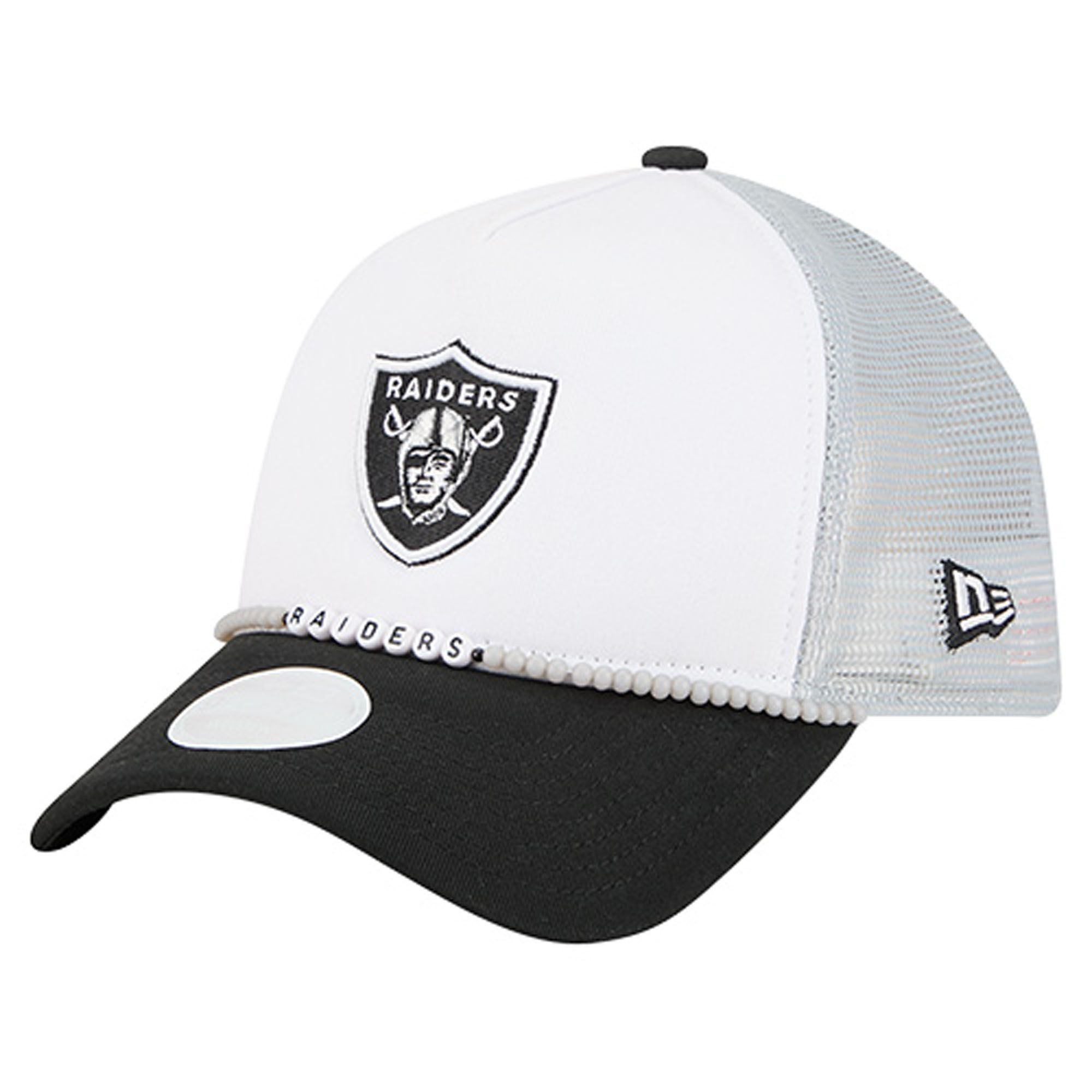 Women's New Era White/Black Las Vegas Raiders Friendship Bracelet 9FORTY Adjustable Hat