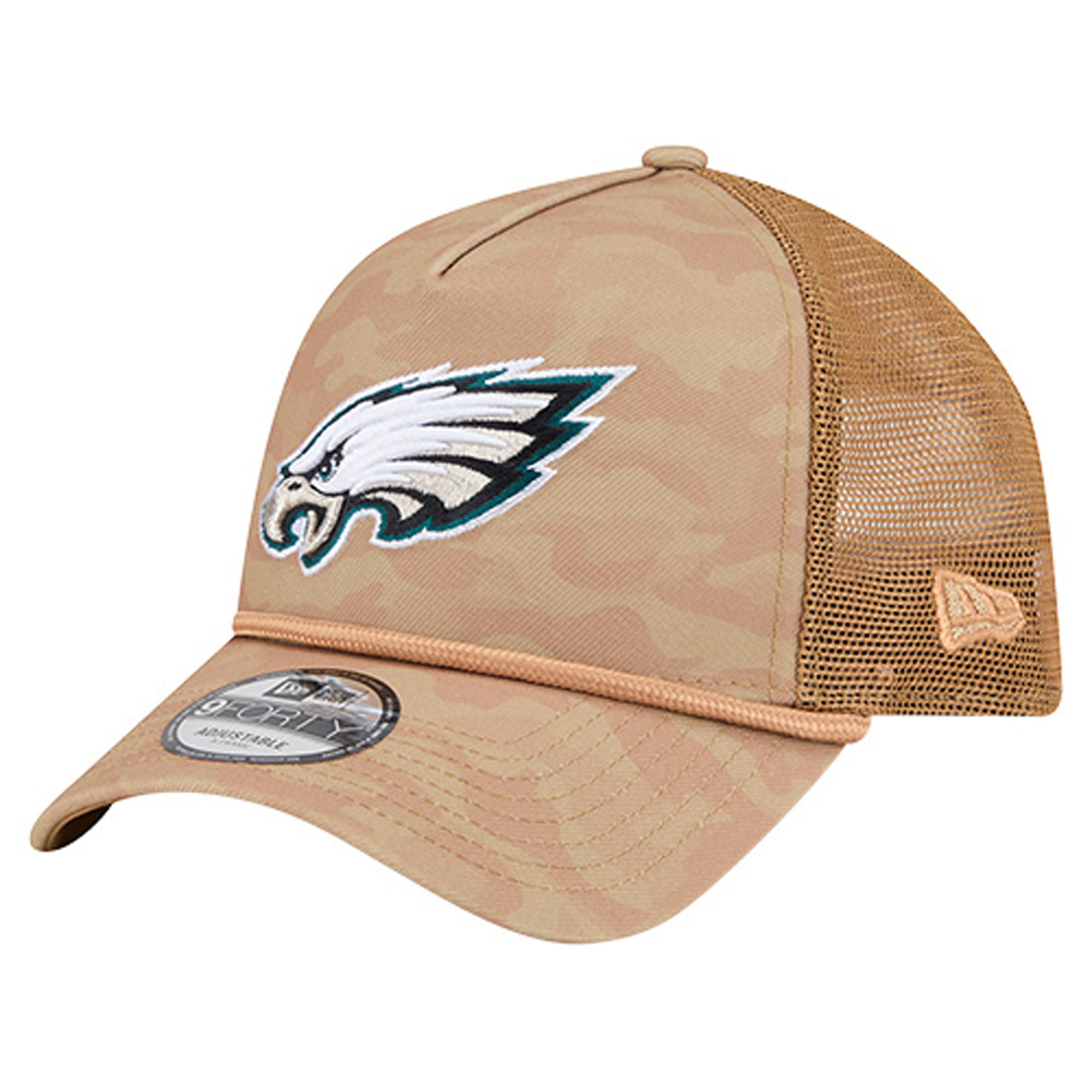 Men's New Era Tan Philadelphia Eagles Wheat Camo 9FORTY Adjustable Hat
