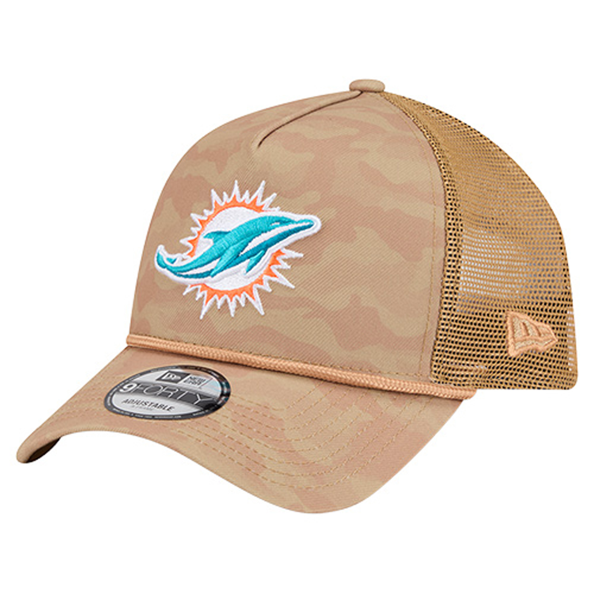 Men's New Era Tan Miami Dolphins Wheat Camo 9FORTY Adjustable Hat