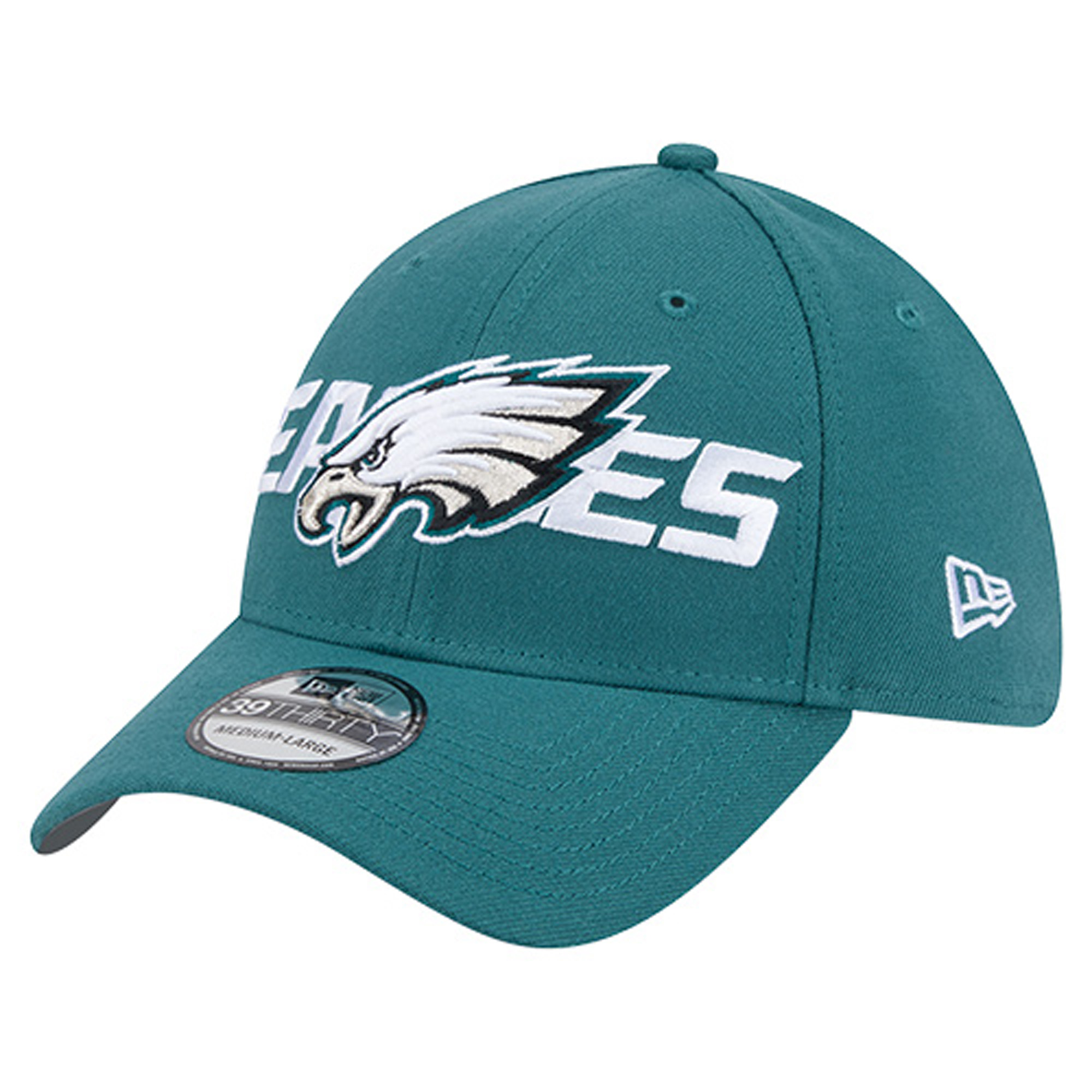 Men's New Era Midnight Green Philadelphia Eagles Overlap Logo 39THIRTY Stretch Fit Hat