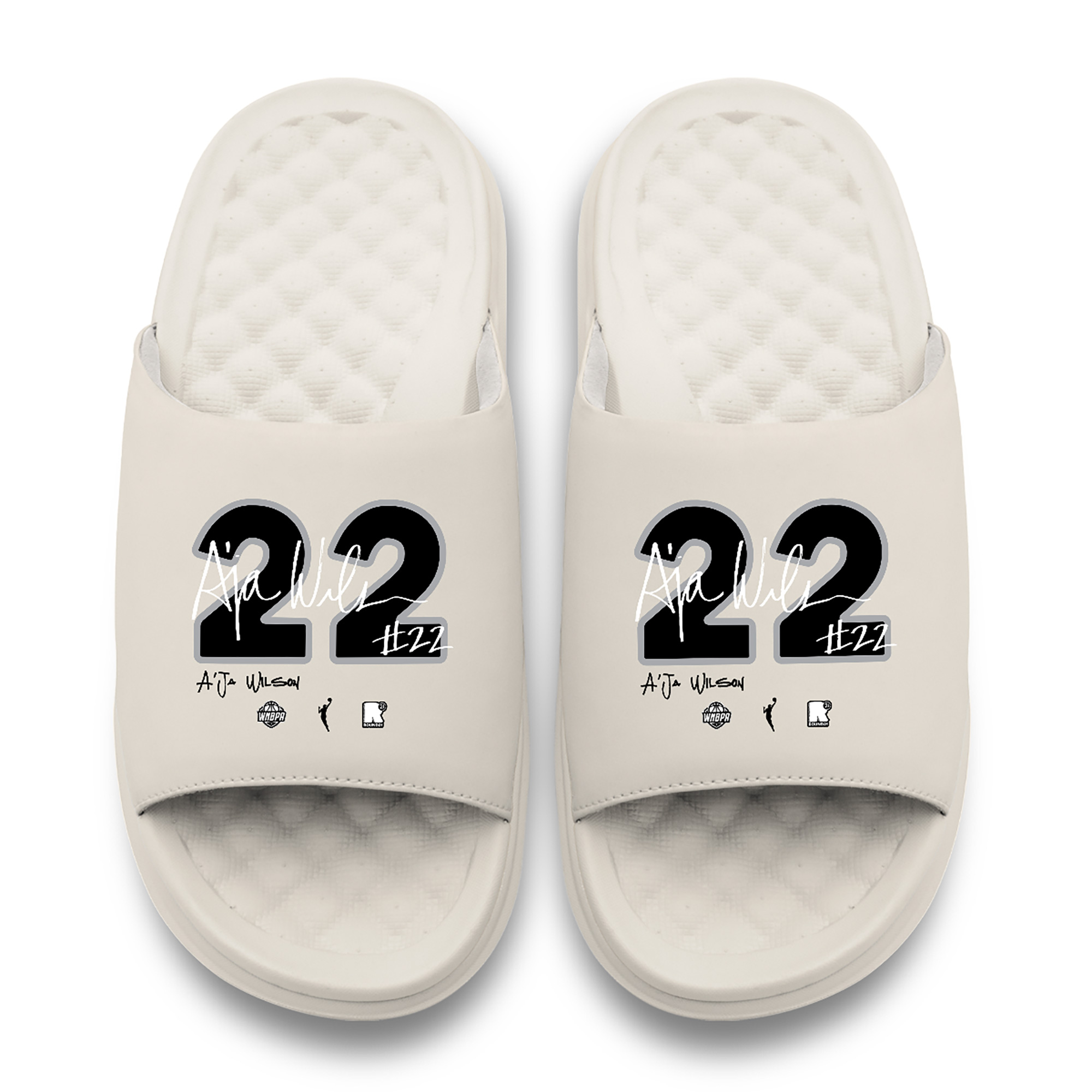 Unisex ISlide A’ja Wilson Cream Las Vegas Aces Round 21 Motive Slide Sandals Unisex ISlide A’ja Wilson Cream Las Vegas Aces Round 21 Motive Slide Sandals