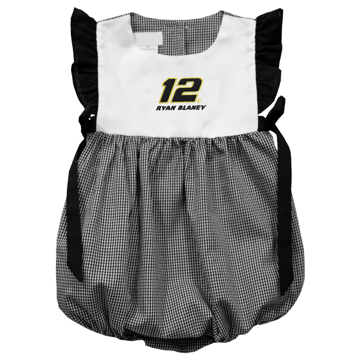 Girl’s Infant Vive La Fete Black Ryan Blaney Gingham Bubble Dress