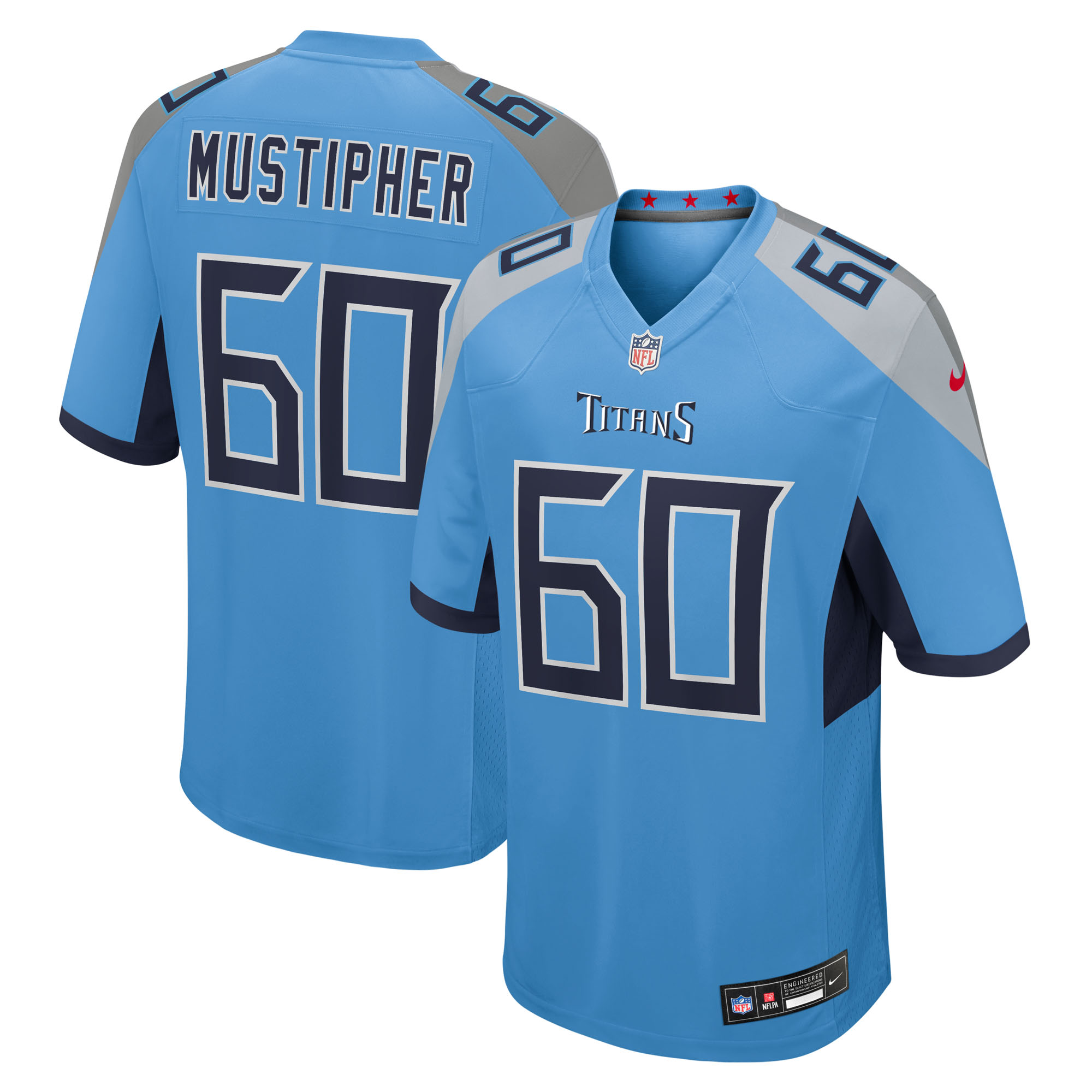 Men's Nike Sam Mustipher Light Blue Tennessee Titans Team Game Jersey