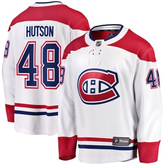Men's Fanatics Lane Hutson White Montreal Canadiens Away Breakaway Jersey