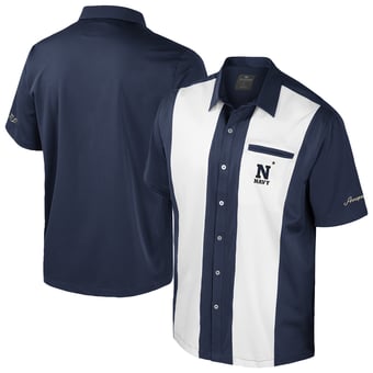 Men's Colosseum Navy Navy Midshipmen Strike Bowling Button-Up Shirt