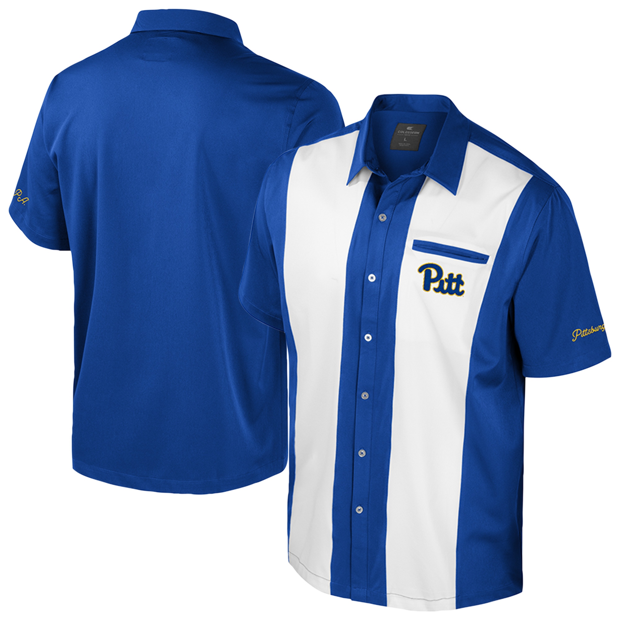 Men’s Colosseum Royal Pitt Panthers Strike Bowling Button-Up Shirt Men’s Colosseum Royal Pitt Panthers Strike Bowling Button-Up Shirt