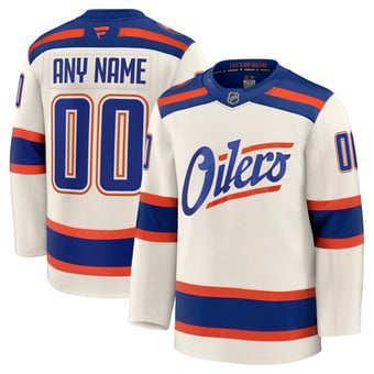 Men's Fanatics Light Beige Edmonton Oilers Alternate Premium Custom Jersey