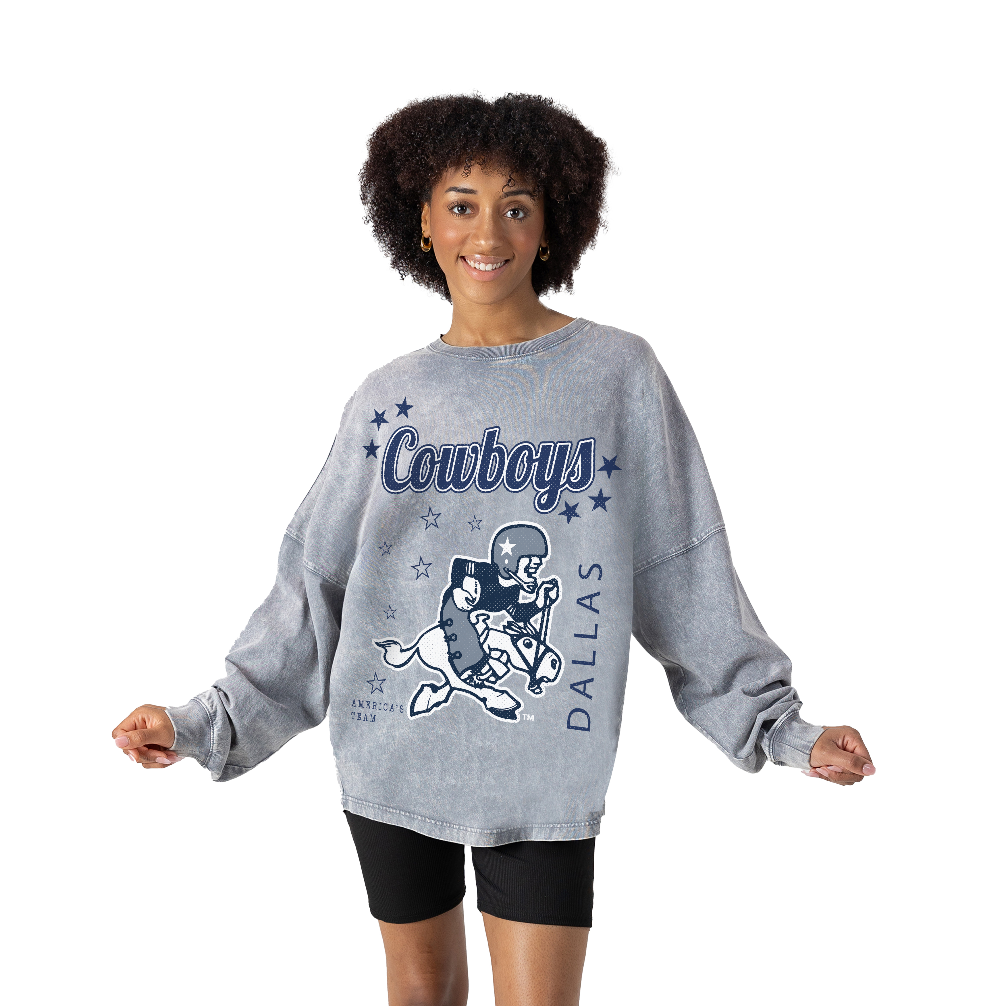 Gameday Couture Women's Gray Dallas Cowboys Starbound Oversized Snow Wash Long-Sleeve T-Shirt - Gray