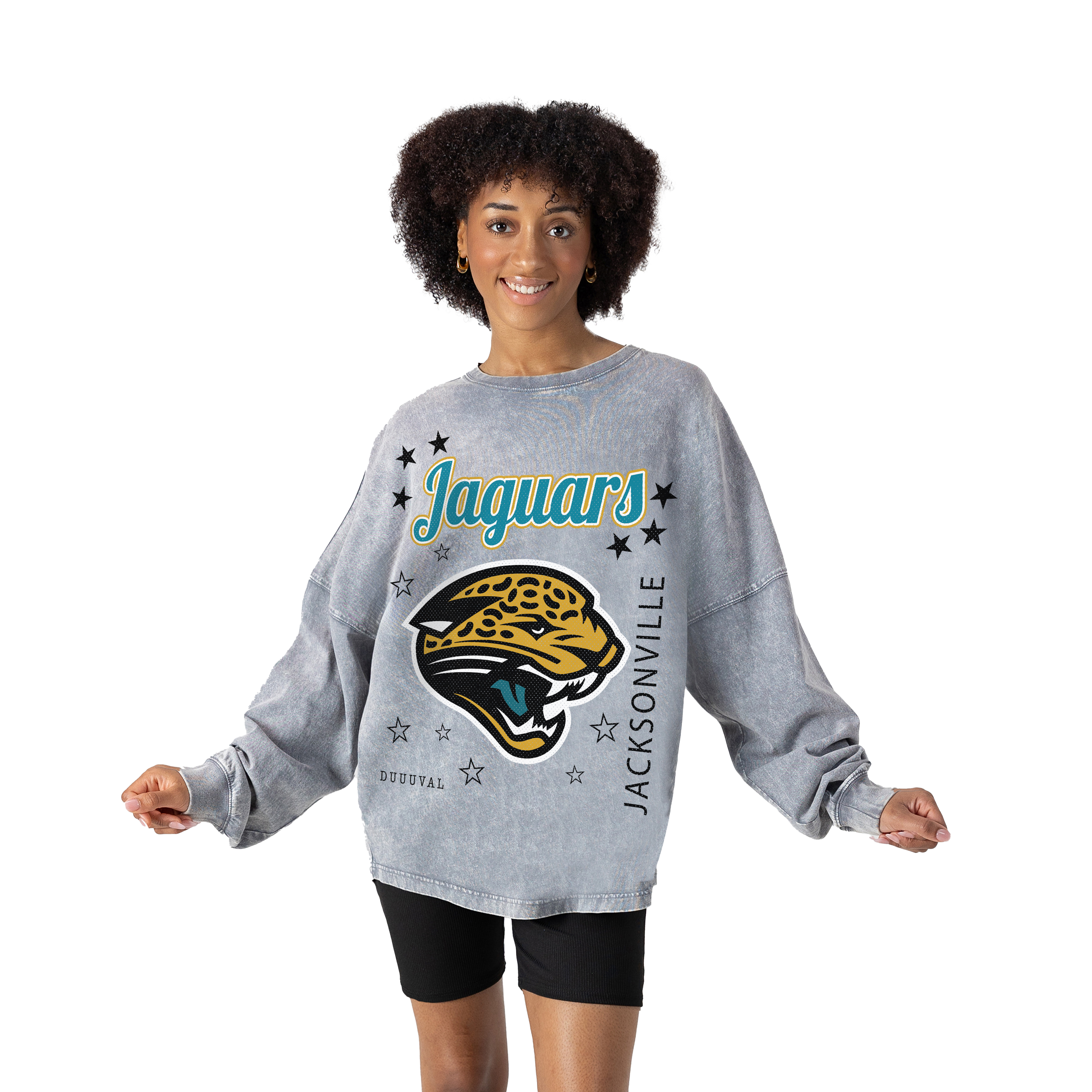 Gameday Couture Women's Gray Jacksonville Jaguars Starbound Oversized Snow Wash Long-Sleeve T-Shirt - Gray