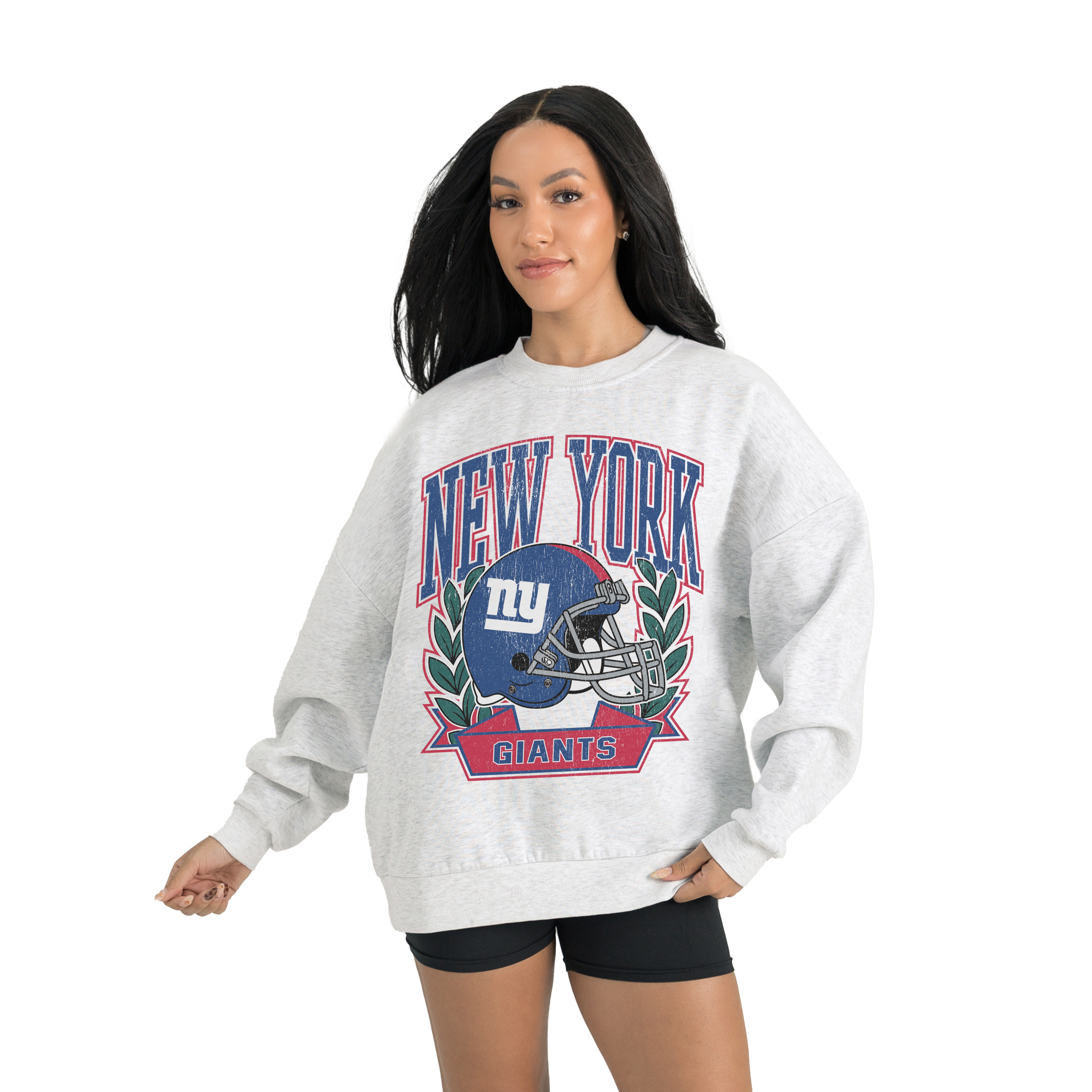 Women's Gameday Couture Gray New York Giants Heritage Premium Fleece Pullover Sweatshirt