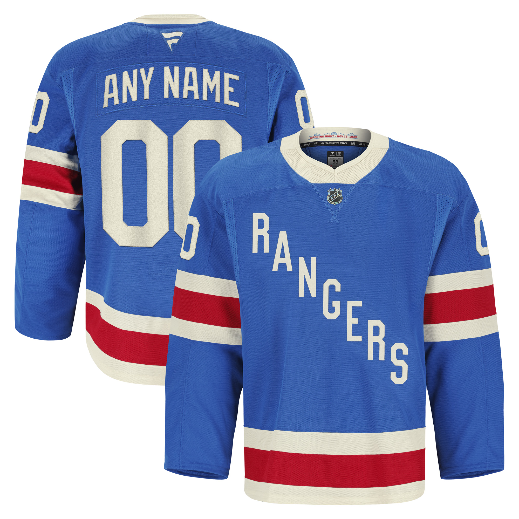 Men's Fanatics Blue New York Rangers Centennial Authentic Pro Custom Jersey