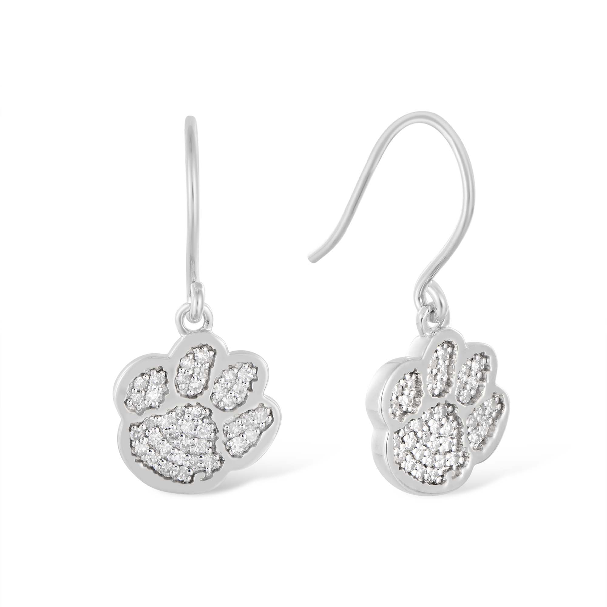FanDrip Clemson Tigers  Diamond Paw Dangle Earrings