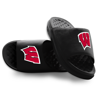 Youth ISlide Black Wisconsin Badgers Primary Motive Slide Sandals
