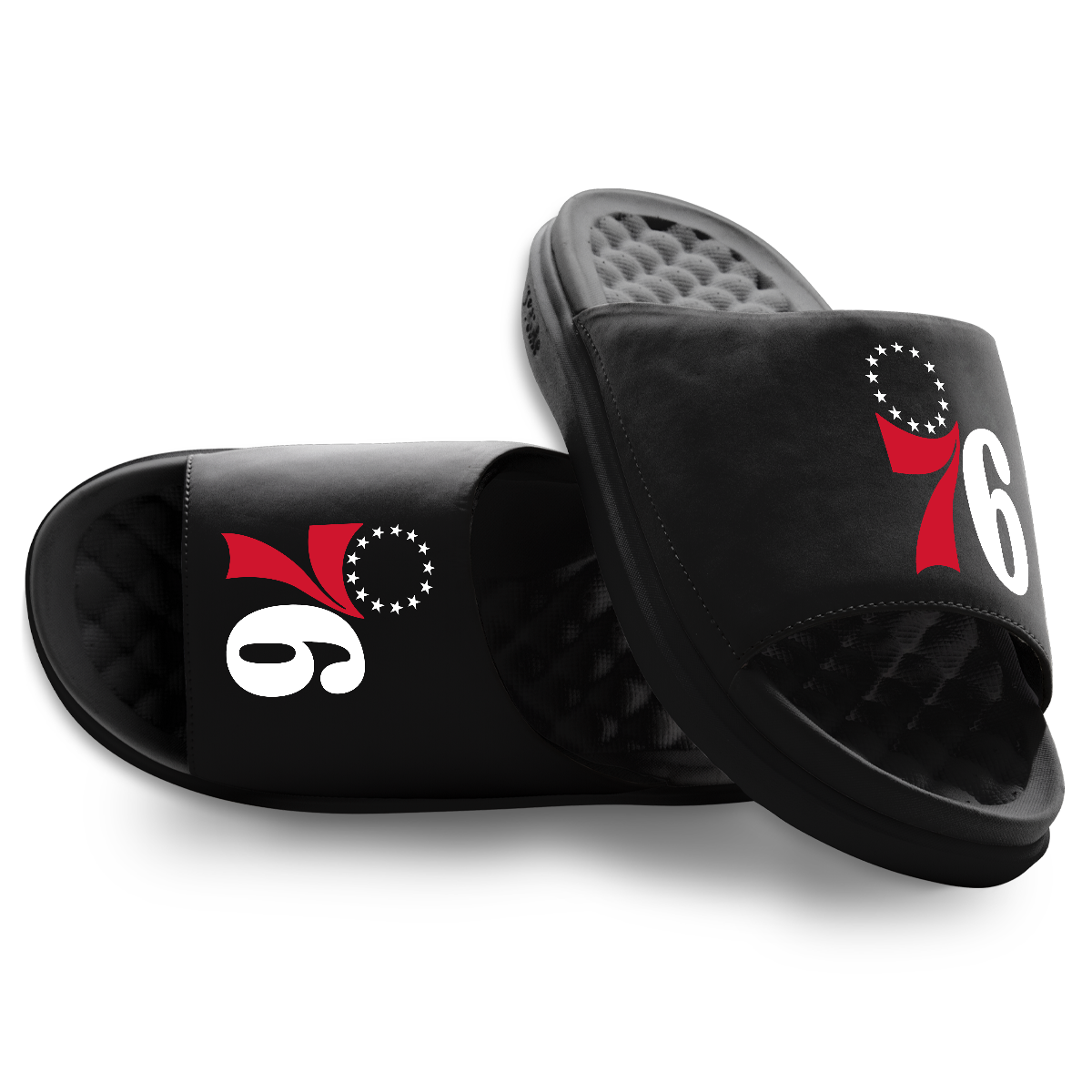 Unisex ISlide Black Philadelphia 76ers Primary Motive Slide Sandals