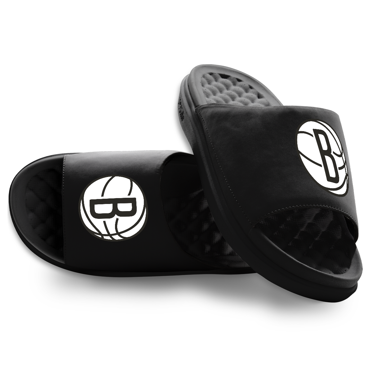 Unisex ISlide Black Brooklyn Nets Primary Motive Slide Sandals