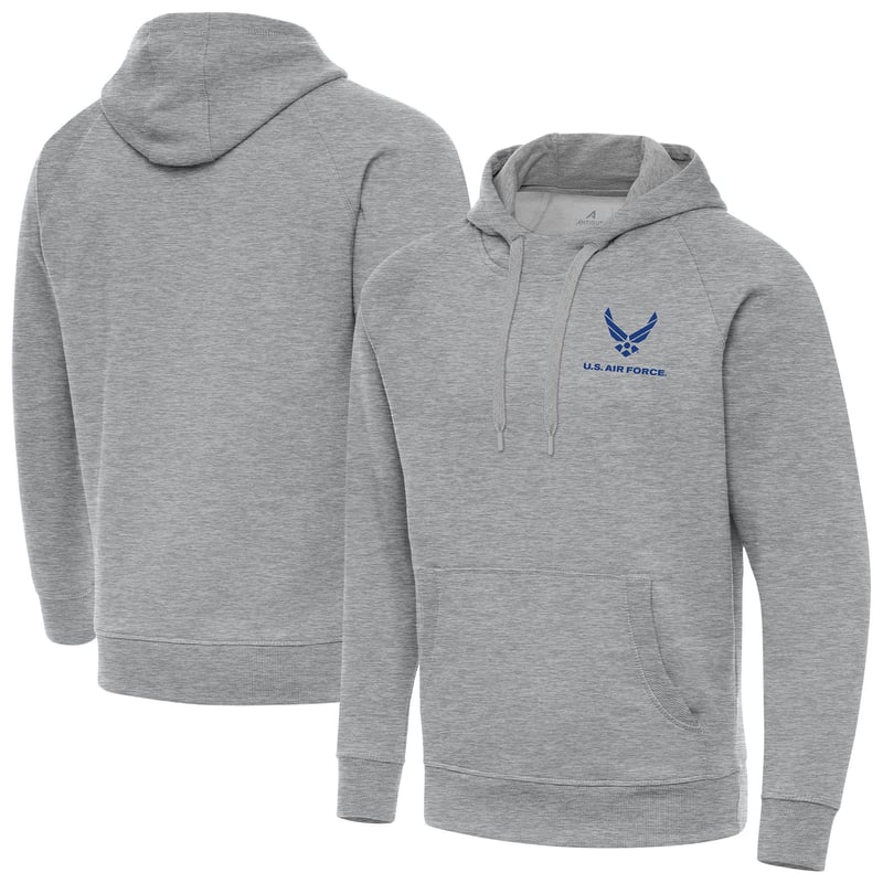 Men's Antigua Heather Gray Air Force Victory Pullover Hoodie