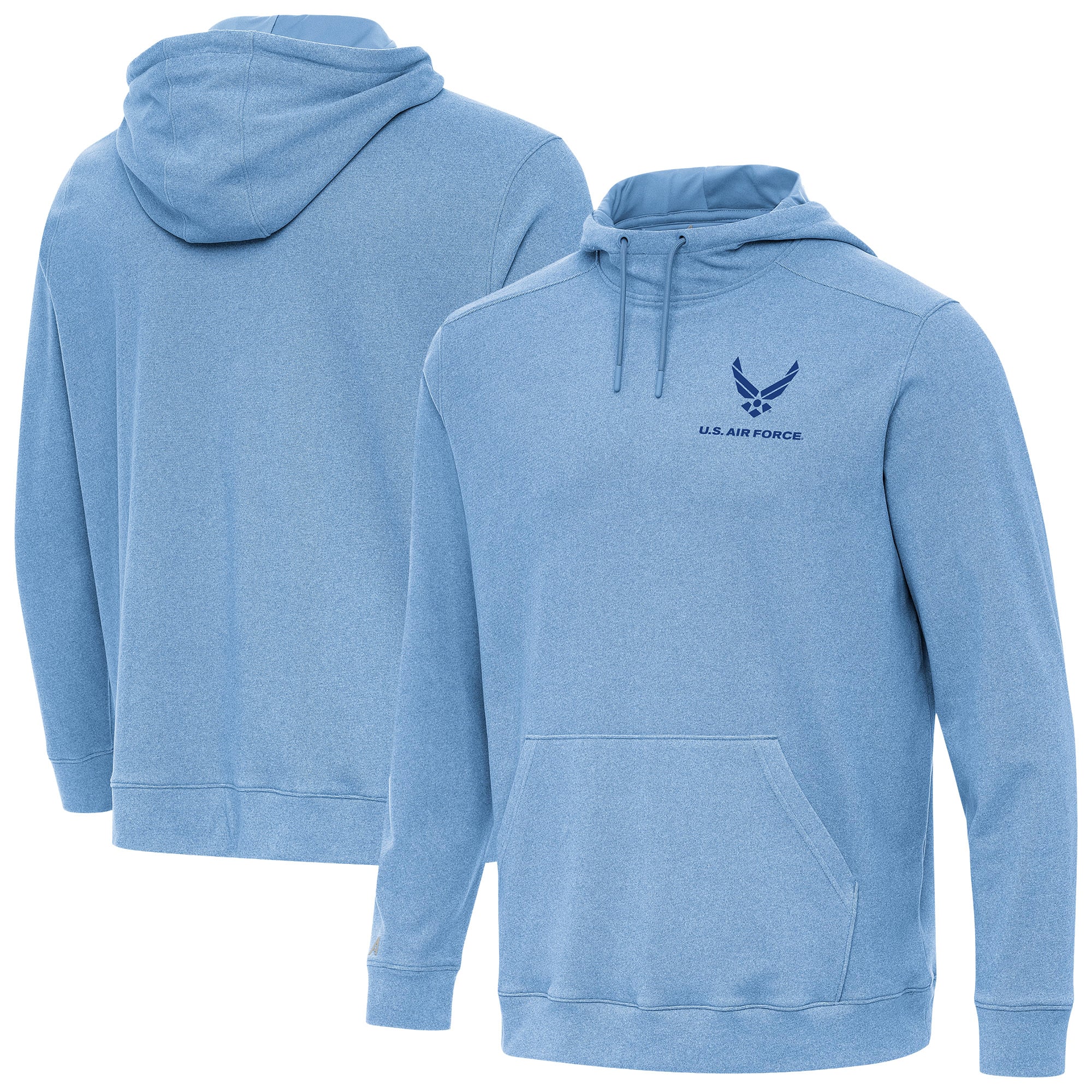 Men's Antigua Heather Powder Blue Air Force Cloud Pullover Hoodie