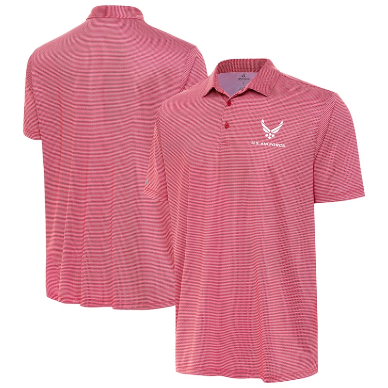 Men's Antigua Red/White Air Force Rings Polo