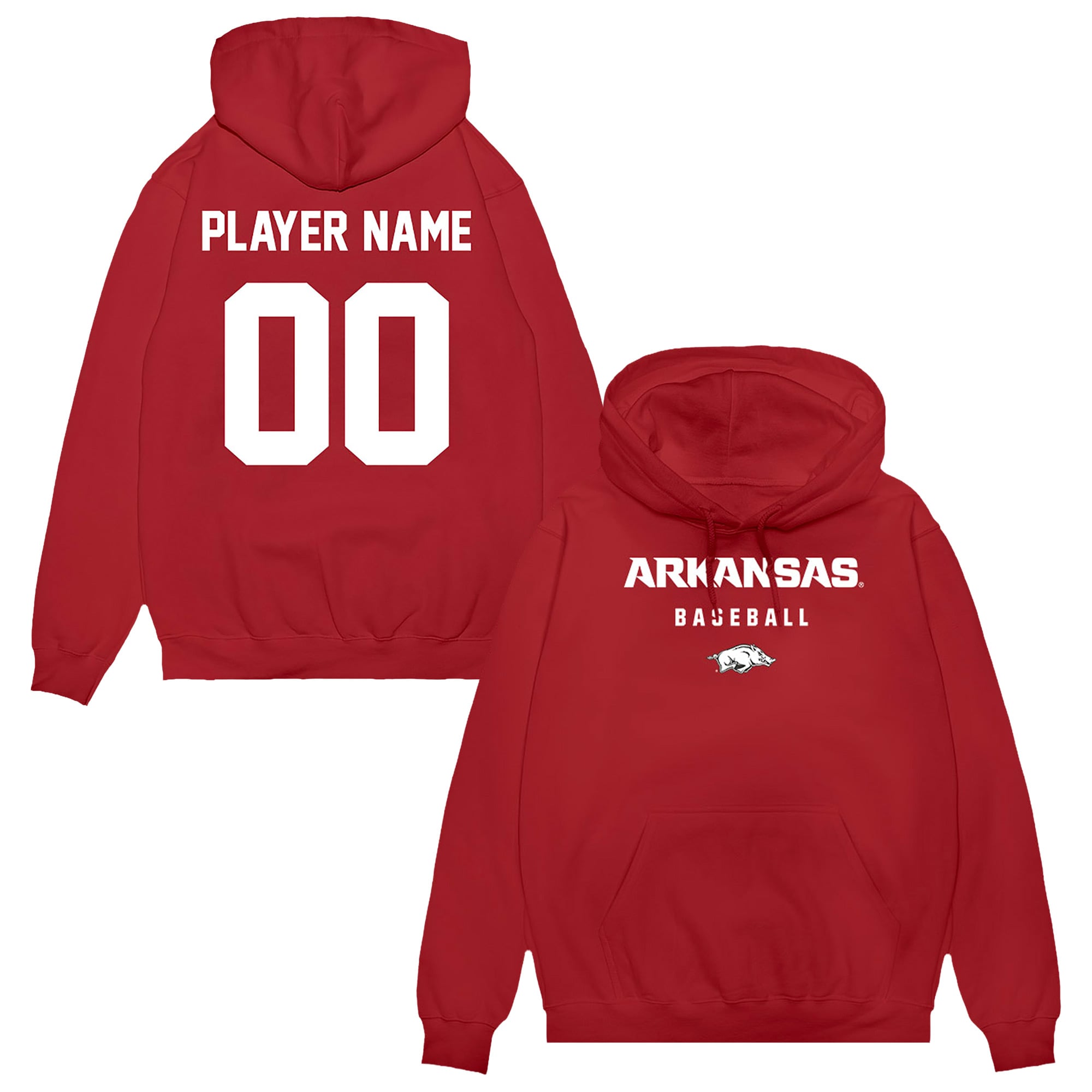 Unisex Cardinal Arkansas Razorbacks NIL Pick-A-Player Baseball Pullover Hoodie