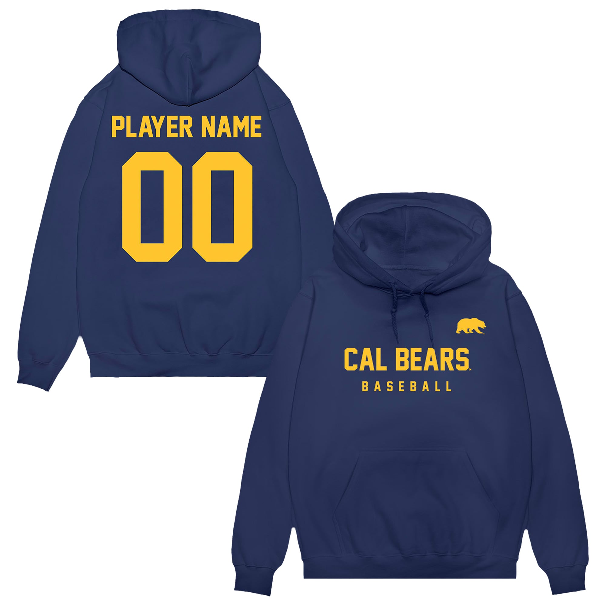 Unisex Navy Cal Bears NIL Pick-A-Player Baseball Pullover Hoodie