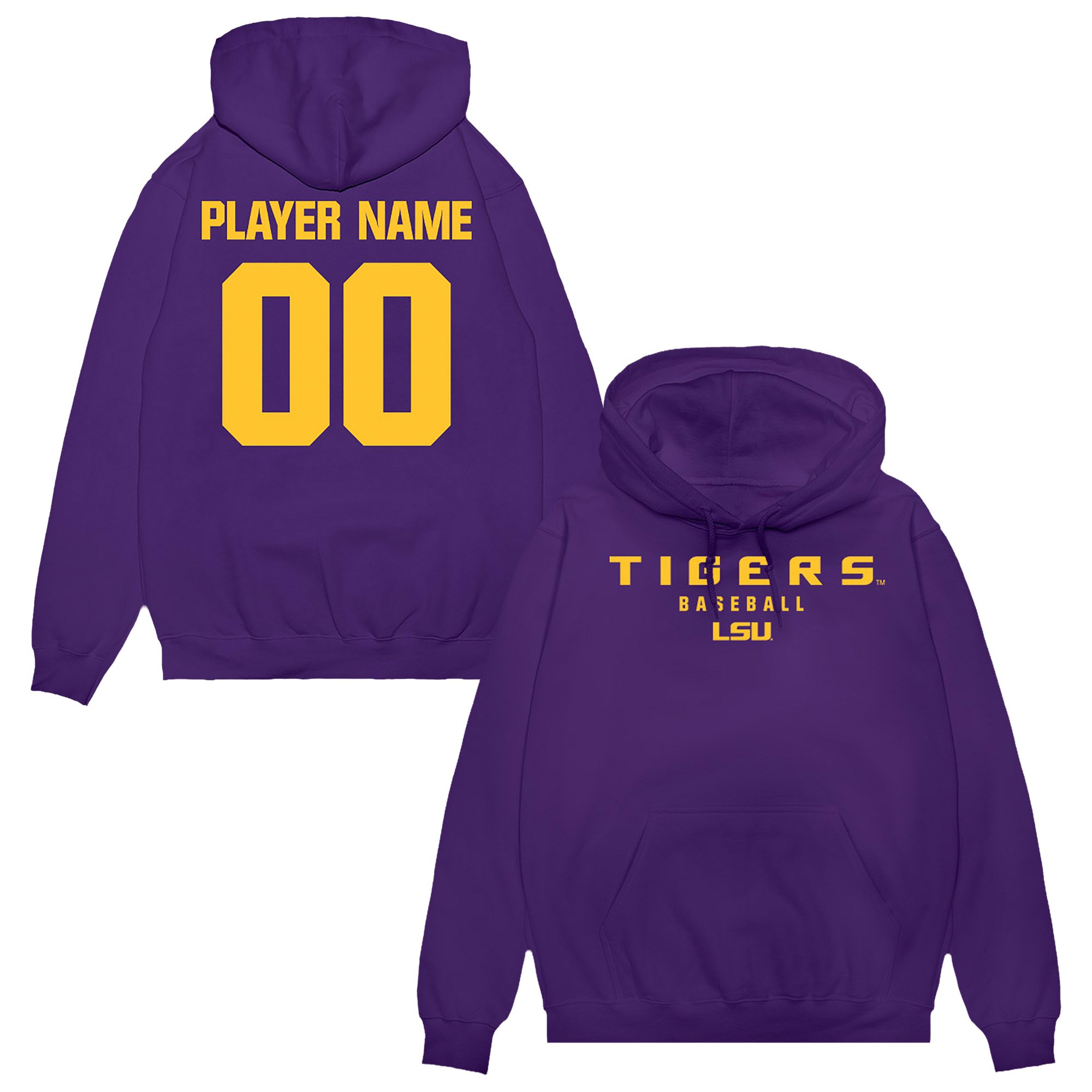 Unisex Purple LSU Tigers NIL Pick-A-Player Baseball Pullover Hoodie
