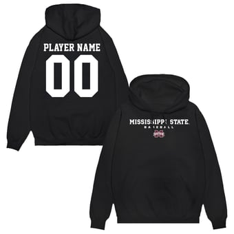 Unisex Black Mississippi State Bulldogs NIL Pick-A-Player Baseball Pullover Hoodie