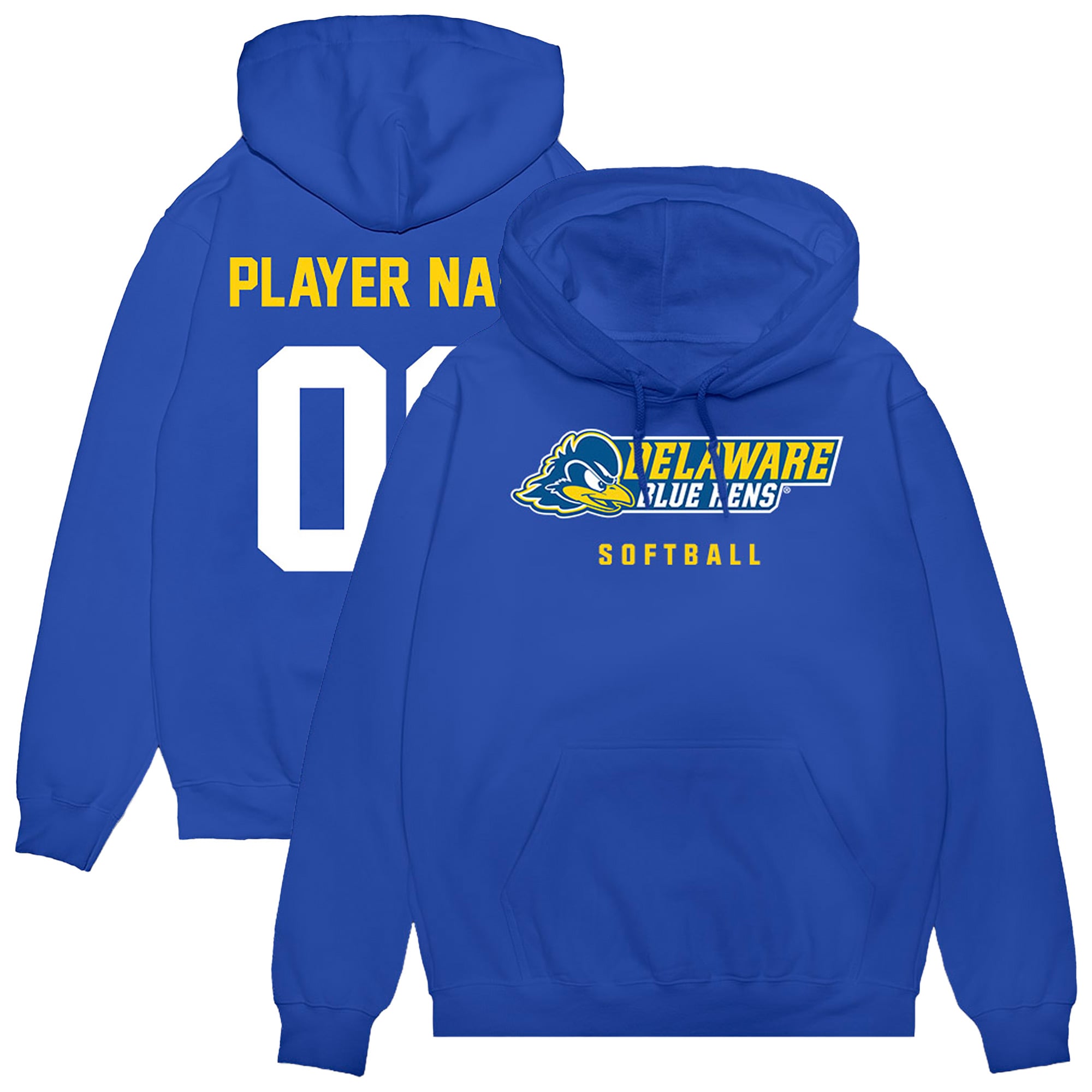 Unisex Royal Delaware Fightin' Blue Hens NIL Pick-A-Player Softball Pullover Hoodie