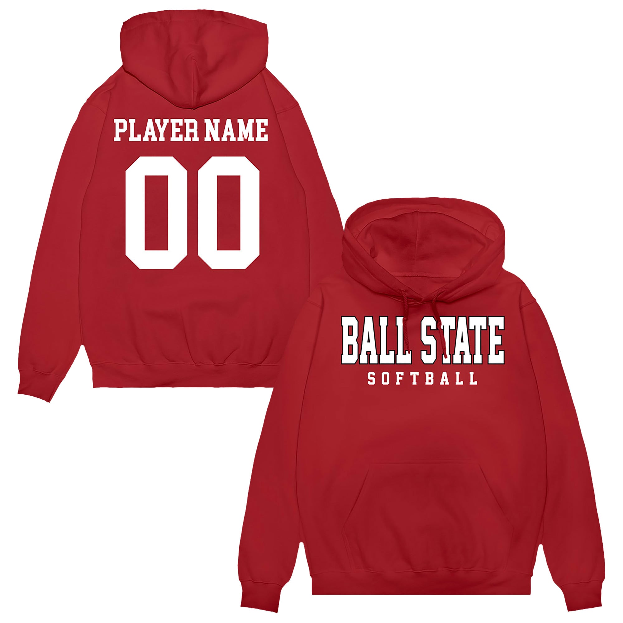 Unisex Cardinal Ball State Cardinals NIL Pick-A-Player Softball Pullover Hoodie