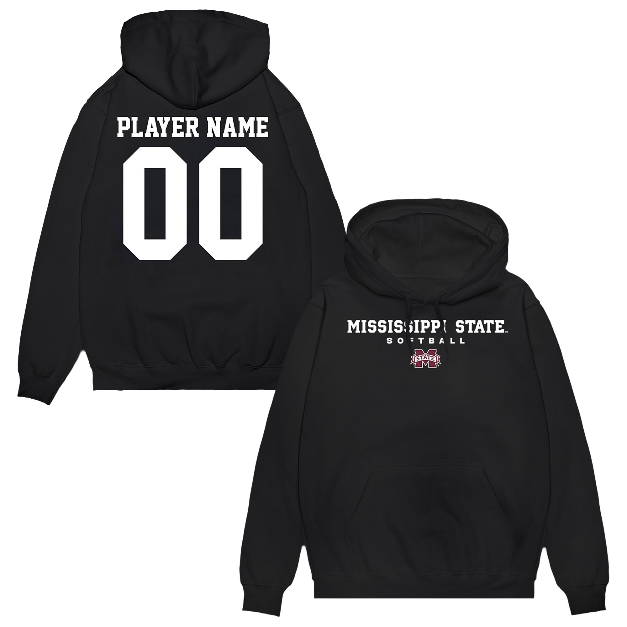 Unisex Black Mississippi State Bulldogs NIL Pick-A-Player Softball Pullover Hoodie