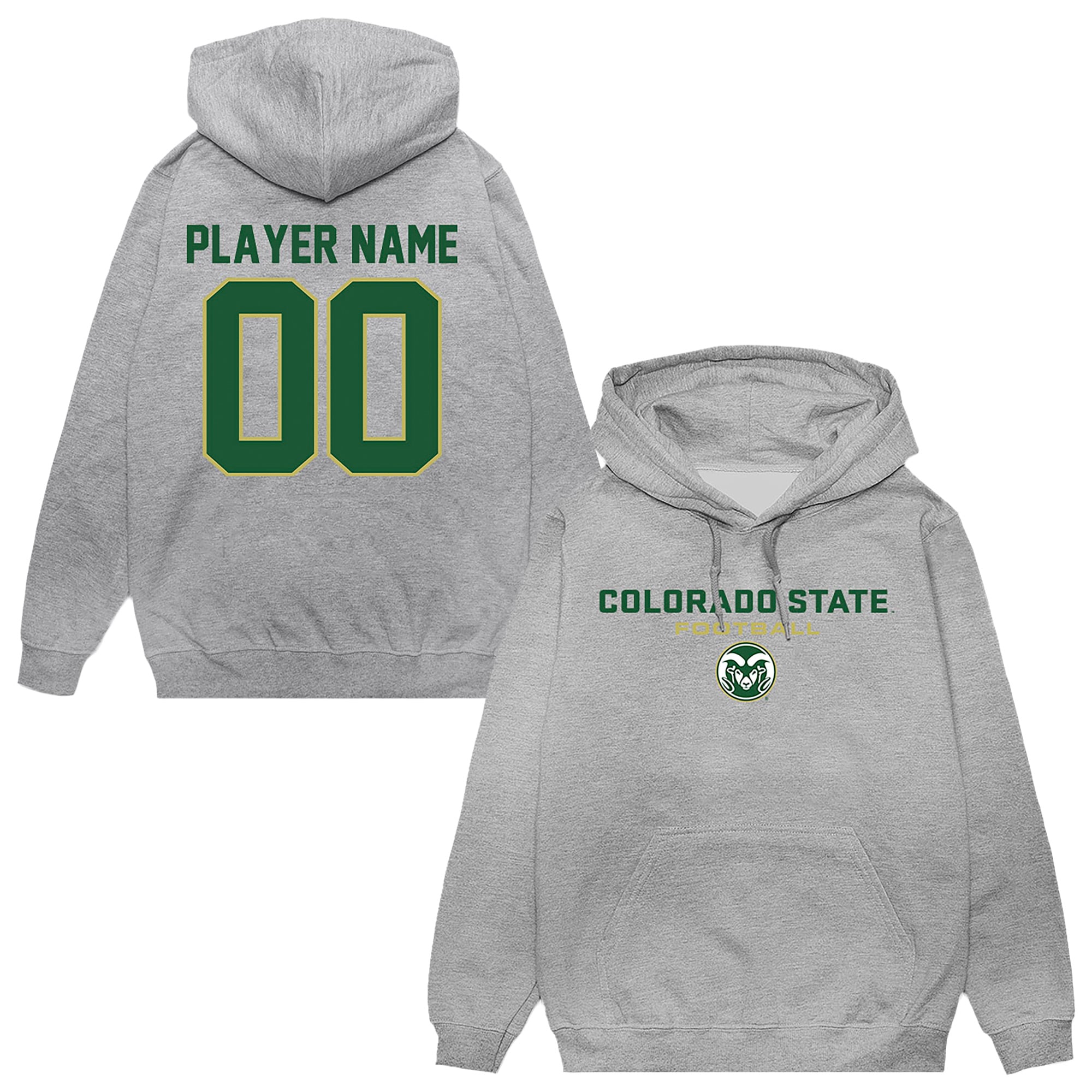 Unisex Gray Colorado State Rams NIL Pick-A-Player Football Pullover Hoodie