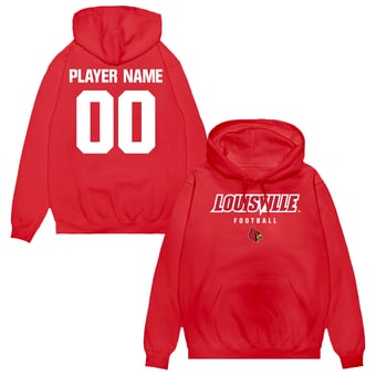 Unisex Red Louisville Cardinals NIL Pick-A-Player Football Pullover Hoodie