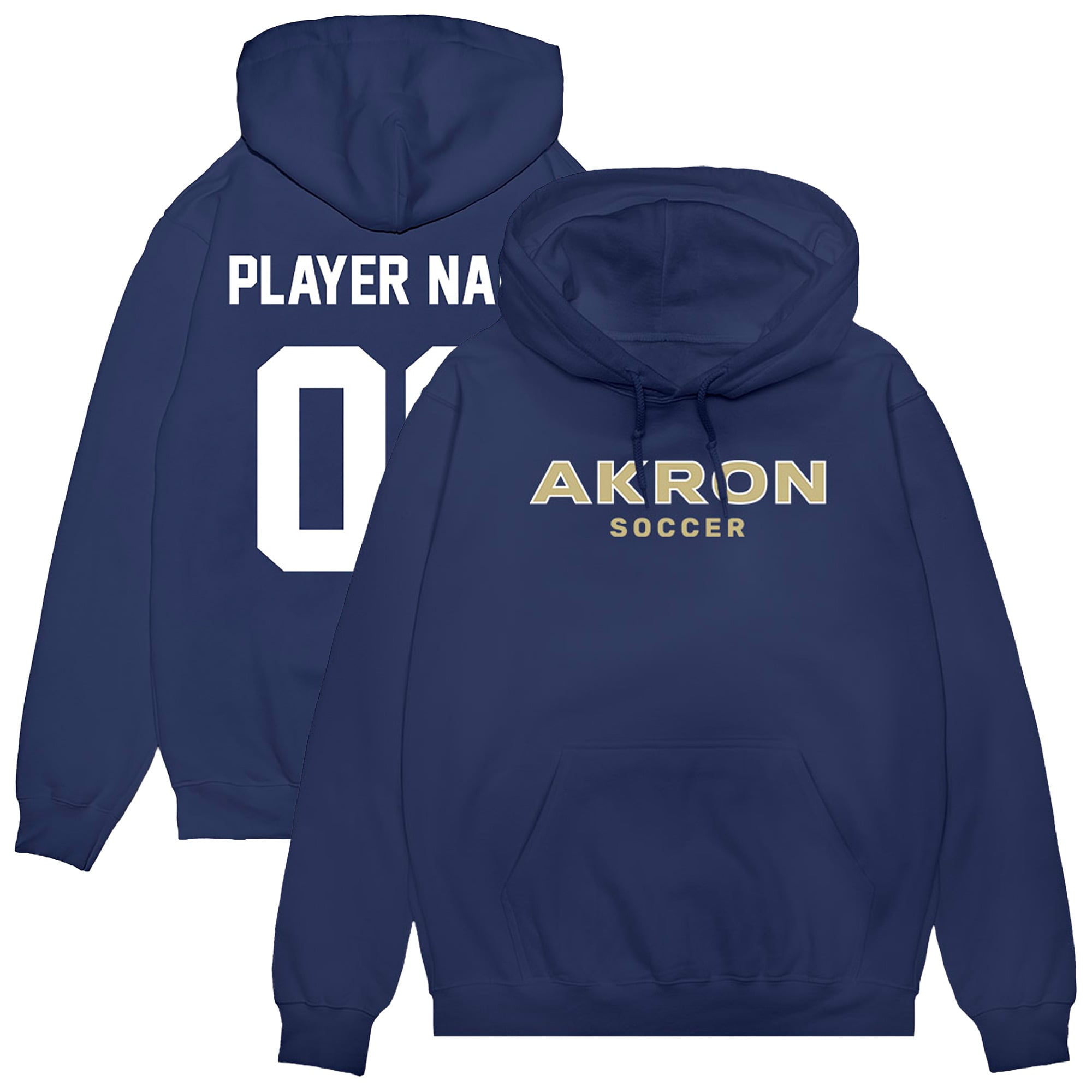 Unisex Navy Akron Zips NIL Pick-A-Player Women's Soccer Pullover Hoodie