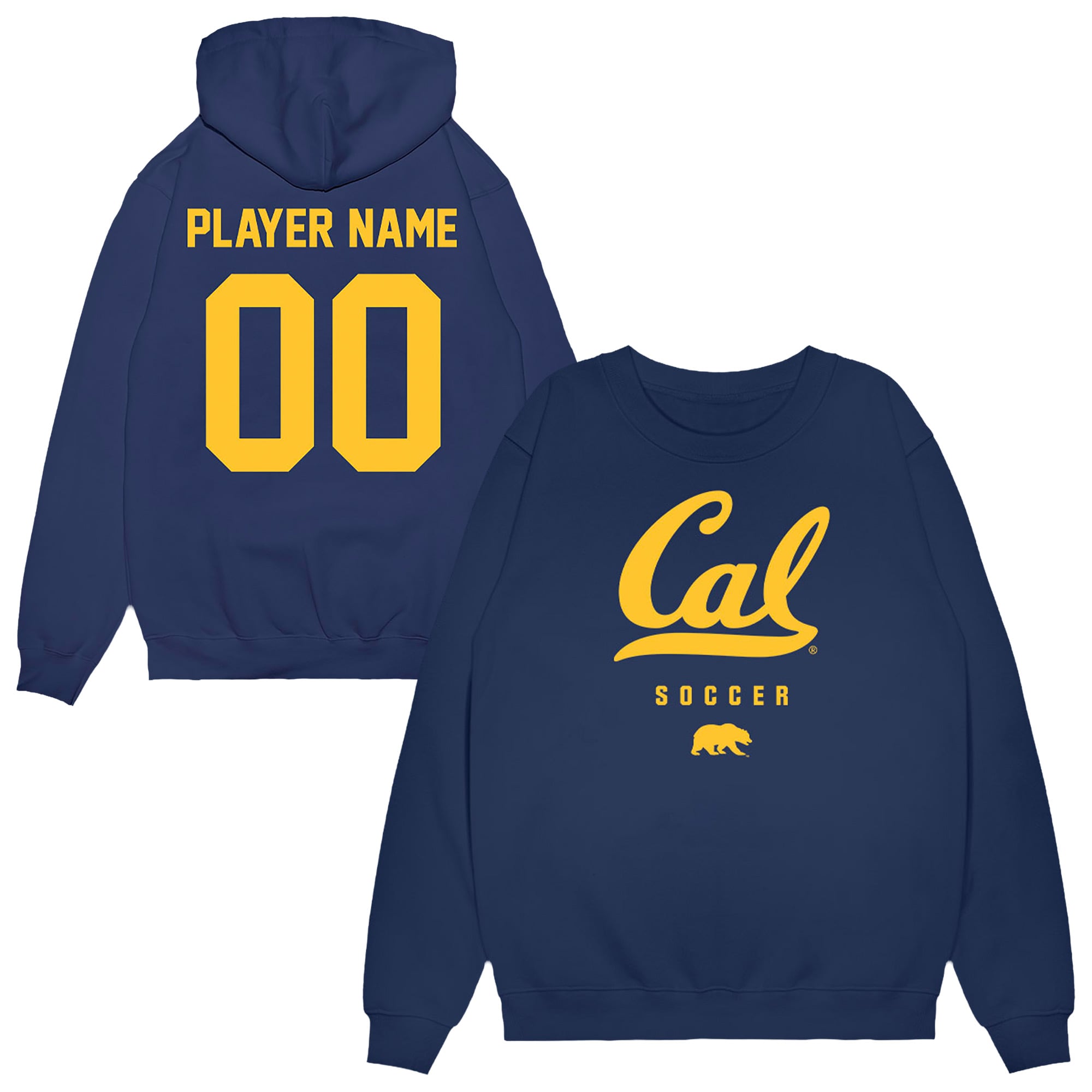 Unisex Navy Cal Bears NIL Pick-A-Player Women's Soccer Pullover Hoodie