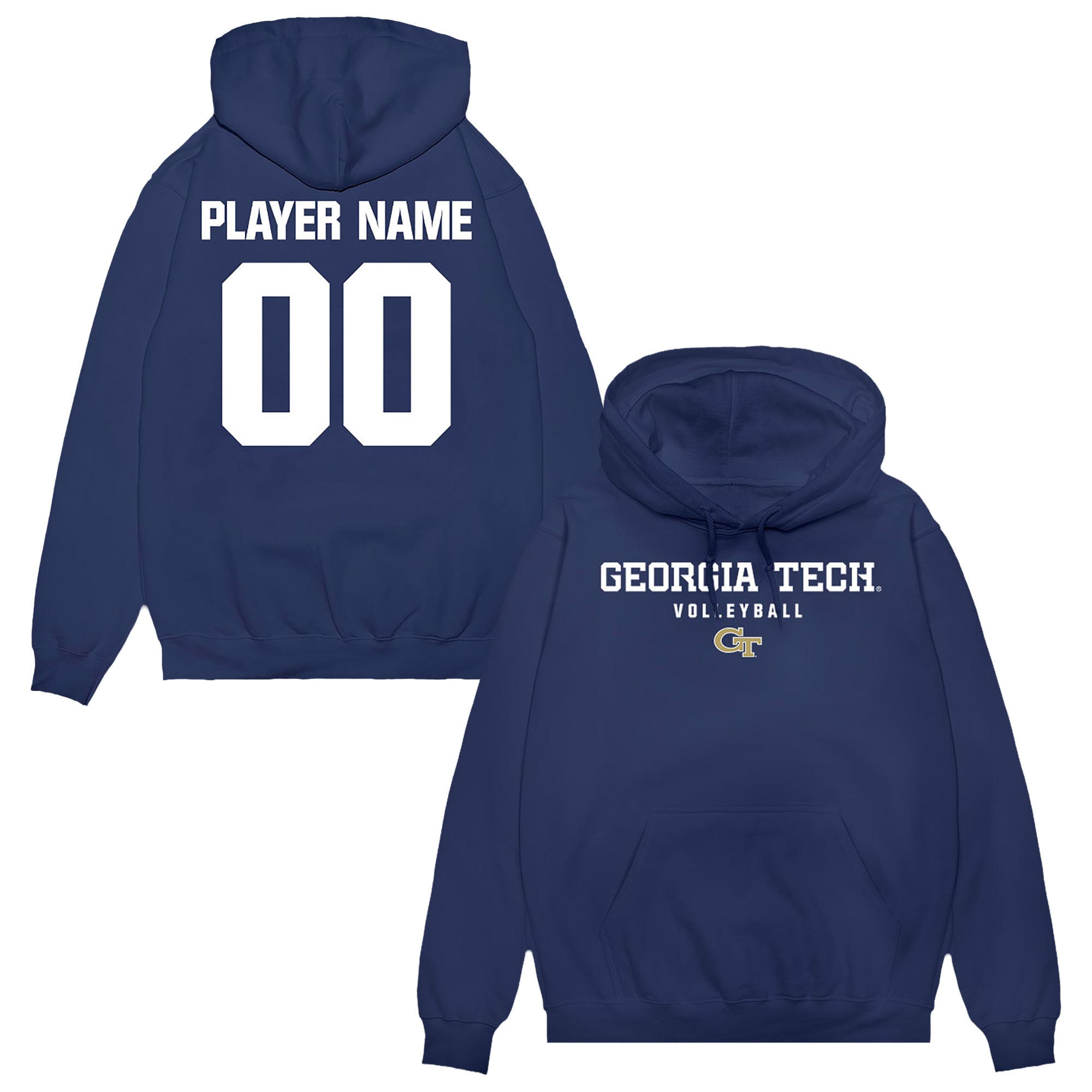 Unisex Navy Georgia Tech Yellow Jackets NIL Pick-A-Player Women's Volleyball Pullover Hoodie
