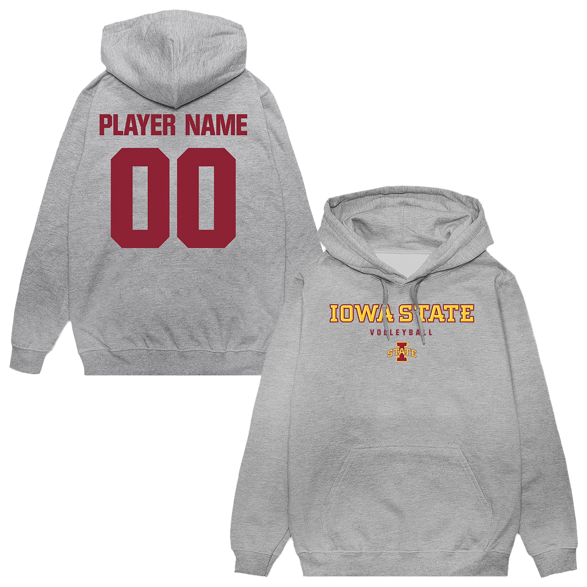 Unisex Gray Iowa State Cyclones NIL Pick-A-Player Women's Volleyball Pullover Hoodie