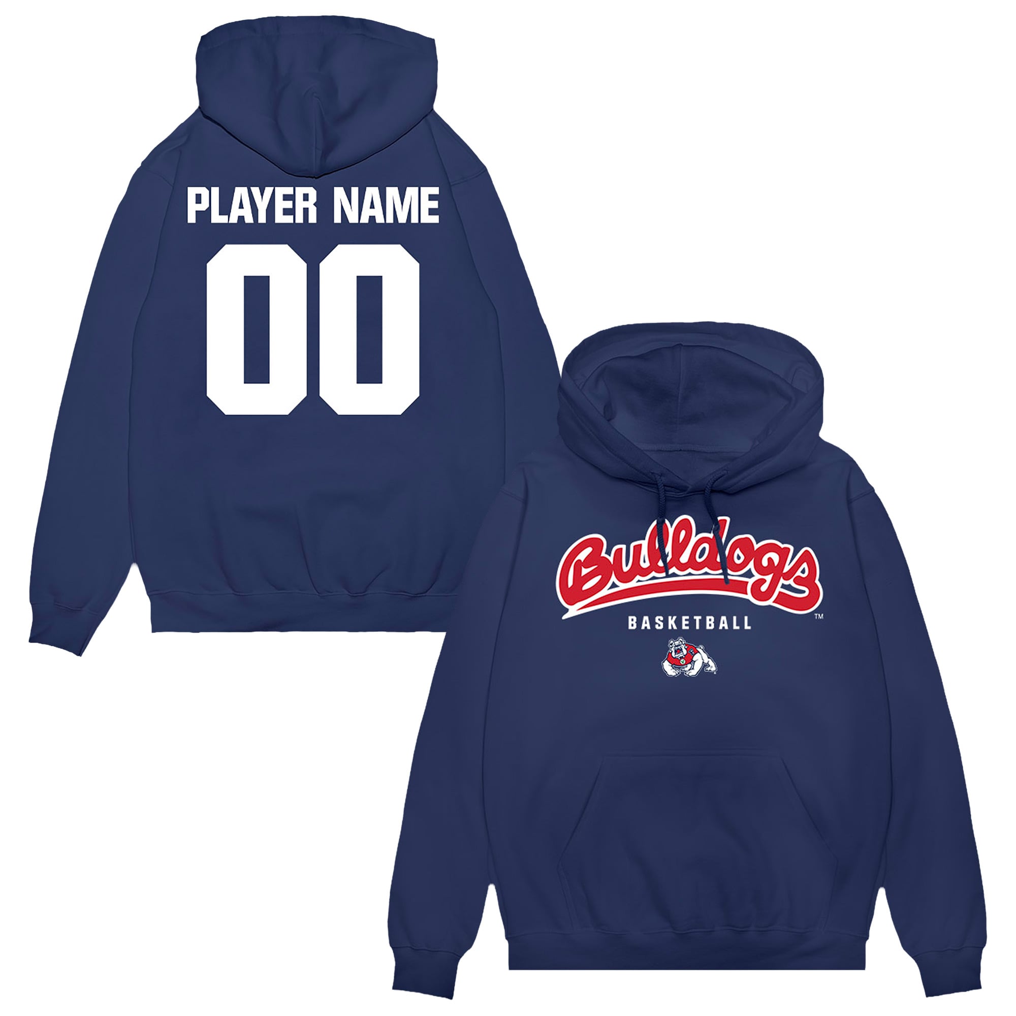 Unisex Navy Fresno State Bulldogs NIL Pick-A-Player Women's Basketball Pullover Hoodie