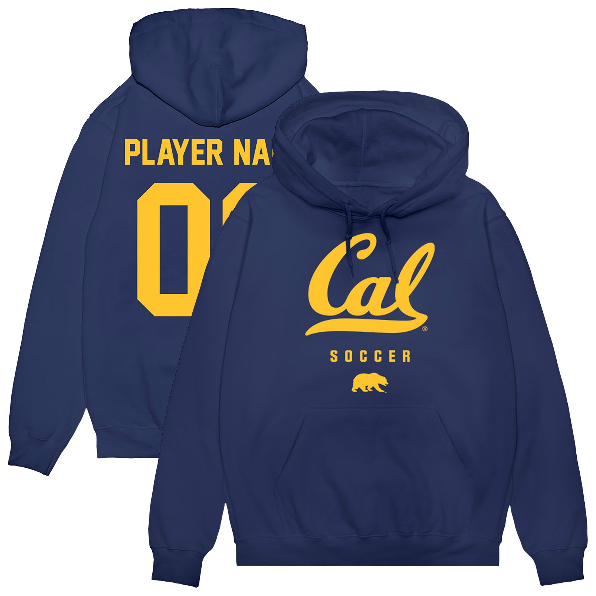 Unisex Navy Cal Bears NIL Pick-A-Player Men's Soccer Pullover Hoodie