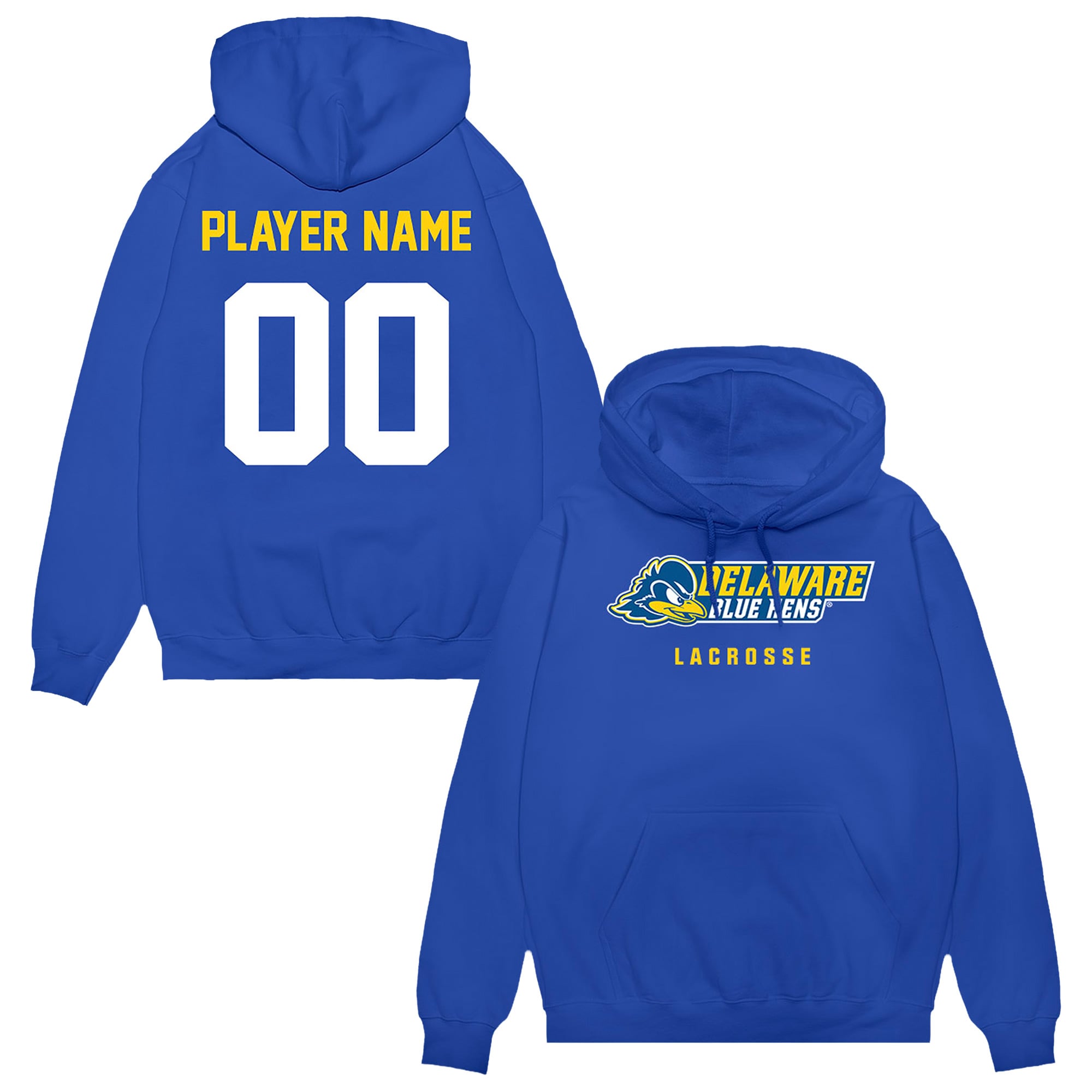 Unisex Royal Delaware Fightin' Blue Hens NIL Pick-A-Player Men's Lacrosse Pullover Hoodie
