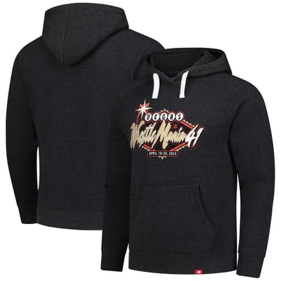 Men's Sportiqe Black WrestleMania Tri-Blend Fleece Pullover Hoodie