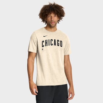 Men's Nike Natural Chicago Cubs Wordmark Tri-Blend T-Shirt