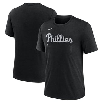 Men's Nike Heather Black Philadelphia Phillies Wordmark Tri-Blend T-Shirt